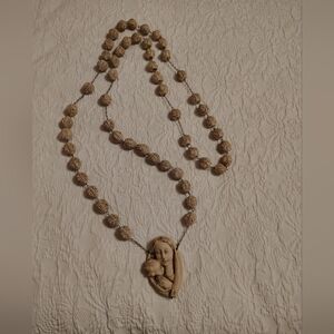 Vintage Hand Carved Huge Italian Rosery Beads Wall Decor